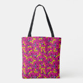 Miss Chatterbox | Helderroze patroon Tote Bag (Achterkant)