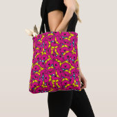 Miss Chatterbox | Helderroze patroon Tote Bag (Dichtbij)