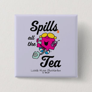 Miss Chatterbox morst alle thee Vierkante Button 5,1 Cm