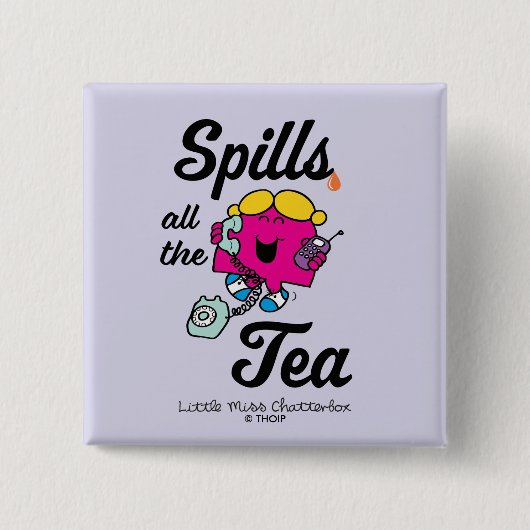 Miss Chatterbox morst alle thee Vierkante Button 5,1 Cm (Voorkant)