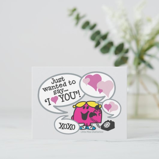 Miss Chatterbox zegt dat ik van je hou Briefkaart (Staand voorkant)