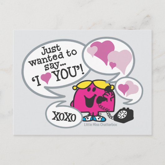 Miss Chatterbox zegt dat ik van je hou Briefkaart (Voorkant)