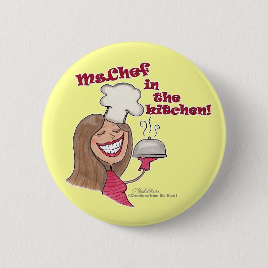 Miss Chef in de keuken Ronde Button 5,7 Cm (Voorkant)