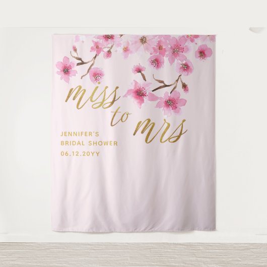 Miss Cherry Blossom Sakura Bridal Backdrop Wandkleed (Voorkant)