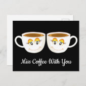 Miss Coffee met u Black met koffiekopjes Briefkaart (Voorkant / Achterkant)