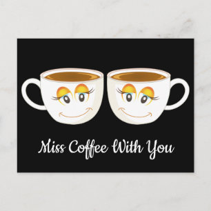 Miss Coffee met u Black met koffiekopjes Briefkaart