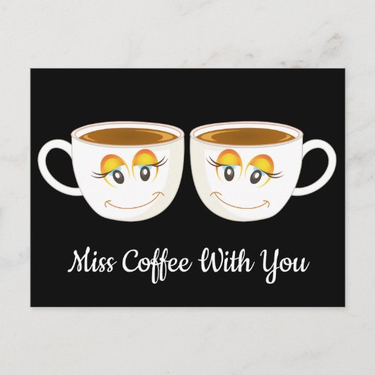 Miss Coffee met u Black met koffiekopjes Briefkaart (Voorkant)