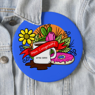 Miss Congeniality Colorful Tattoo Coffee en Donut Ronde Button 6,0 Cm