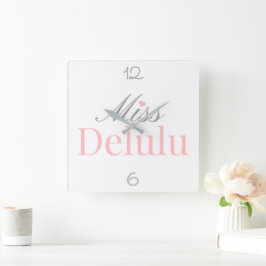 Miss Delulu – Roze en Grijs Huisdecoratie Vierkante Klok