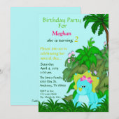 Miss Dino Birthday-uitnodiging Kaart (Voorkant / Achterkant)