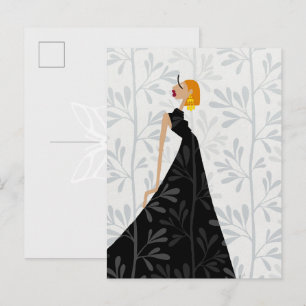 Miss Divine Ludivine Elegante Glam Mode Kunst Briefkaart