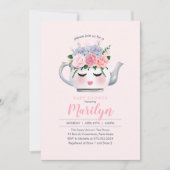 Miss Dolly Eyes Teapot Floral Baby shower Kaart (Voorkant)