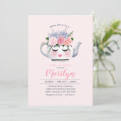 Miss Dolly Eyes Teapot Floral Baby shower Kaart (Staand voorkant)