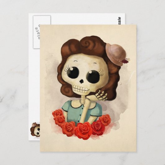 Miss Dood en Rozen Briefkaart (Voorkant / Achterkant)