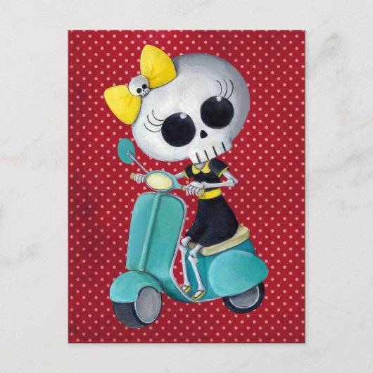 Miss Dood op scooter Briefkaart (Voorkant)