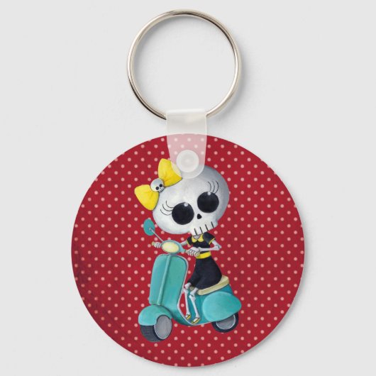 Miss Dood op scooter Sleutelhanger (Voorkant)