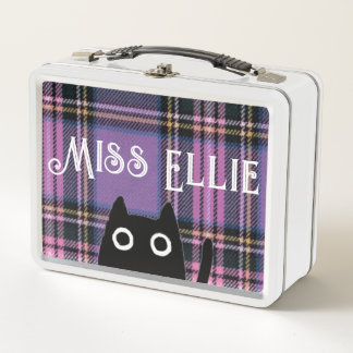 Miss Ellie en Kat Paarse Schotse ruit/Witte Lunchb