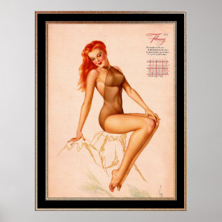 Miss Februari Varga Meisje 1946 Pin-up Kalender Poster