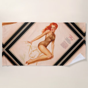Miss Februari Varga Meisje 1946 Pin-up Kalender Strandlaken