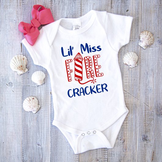 Miss Firecracker Typography Girl Romper