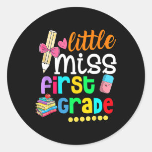 Miss First Grade terug naar school 1ste graad Ronde Sticker