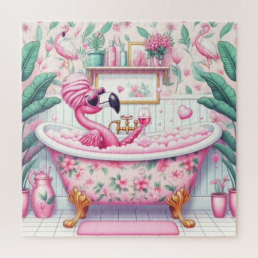 Miss Flamingo heeft een Bubbelbad Legpuzzel (Verticaal)