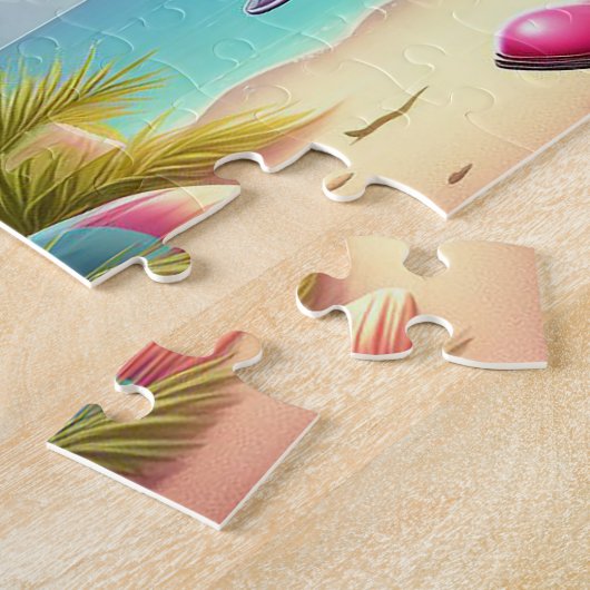 Miss Flamingo op het strand Legpuzzel (Zijkant)