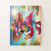Miss Flamingo op het strand Legpuzzel (Verticaal)