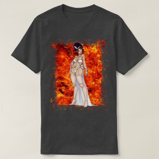 Miss Frankenstein Horror Monster Vampire Halloween T-shirt (Design voorkant)