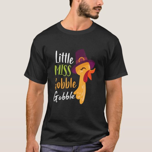 Miss Gobble Thanksgiving Day Turkije T-shirt (Voorkant)