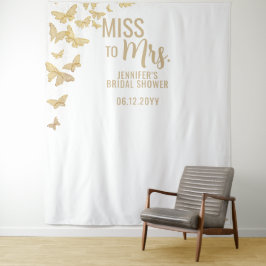 Miss Gold Butterfly Chic White Bridal Backdrop Wandkleed