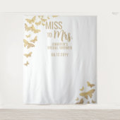 Miss Gold Butterfly Chic White Bridal Backdrop Wandkleed (Voorkant)