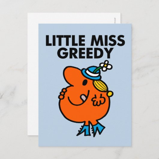 Miss Greedy likt aan haar lippen Briefkaart (Voorkant / Achterkant)