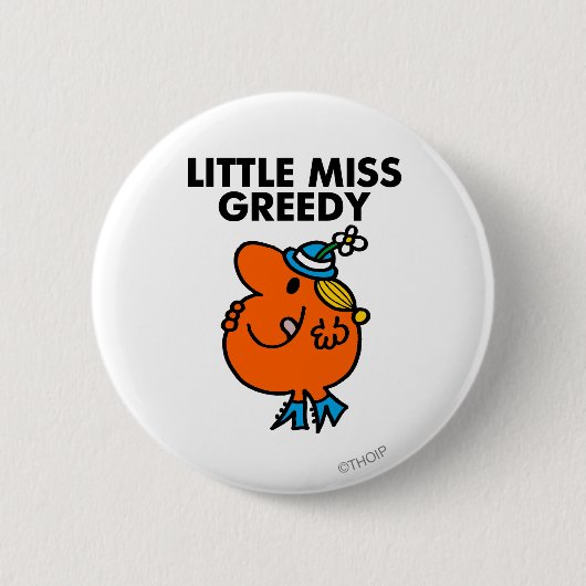 Miss Greedy likt aan haar lippen Ronde Button 5,7 Cm (Voorkant)