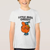 Miss Greedy likt aan haar lippen Tri-Blend Shirt (Voorkant)