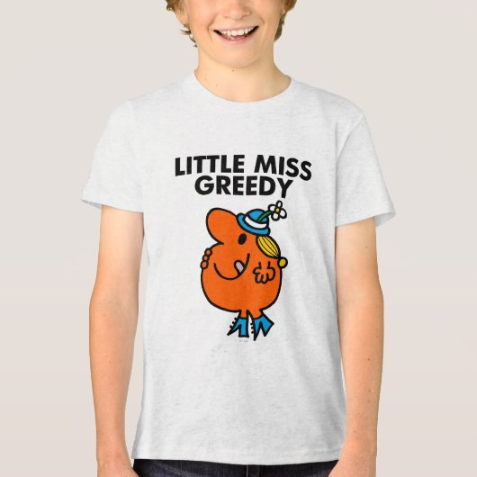 Miss Greedy likt aan haar lippen Tri-Blend Shirt (Voorkant)