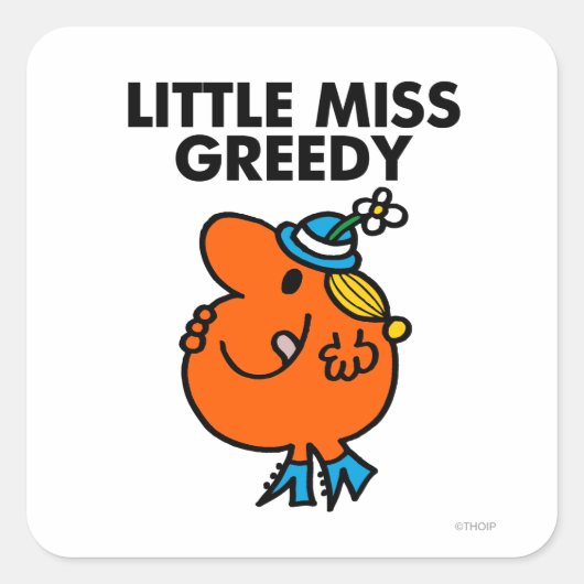 Miss Greedy likt aan haar lippen Vierkante Sticker (Voorkant)