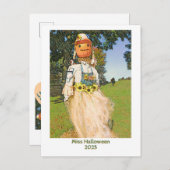 Miss Halloween 2025/Straw Vrouw/feestuitnodiging Uitnodiging Briefkaart (Voorkant / Achterkant)