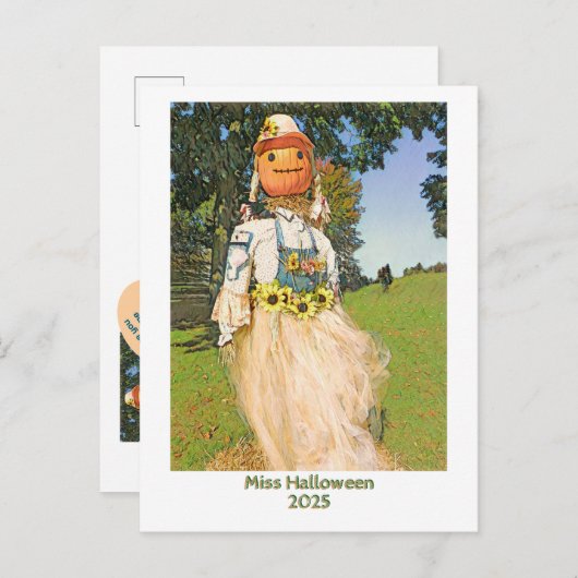 Miss Halloween 2025/Straw Vrouw/feestuitnodiging Uitnodiging Briefkaart (Voorkant / Achterkant)