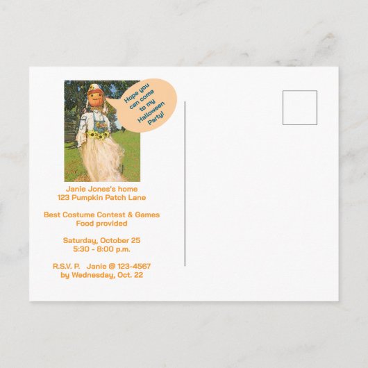 Miss Halloween 2025/Straw Vrouw/feestuitnodiging Uitnodiging Briefkaart (Achterkant)