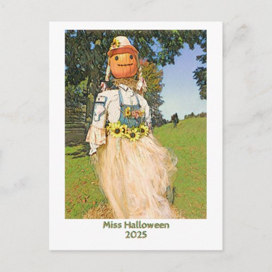 Miss Halloween 2025/Straw Vrouw/feestuitnodiging Uitnodiging Briefkaart (Voorkant)