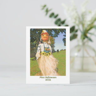 Miss Halloween 2026/Strooien Vrouw/feest uitnodigi Uitnodiging Briefkaart