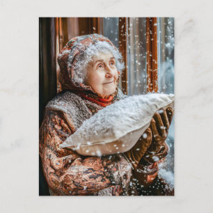 Miss Holle schudt sneeuw uit de lucht Briefkaart