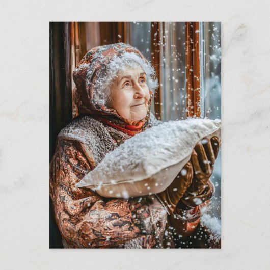 Miss Holle schudt sneeuw uit de lucht Briefkaart (Voorkant)