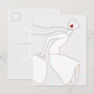 Miss Honey Winter Mode Kleur Kunst Briefkaart