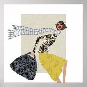 Miss Honey Winter Seizoen Mode Kunst Poster