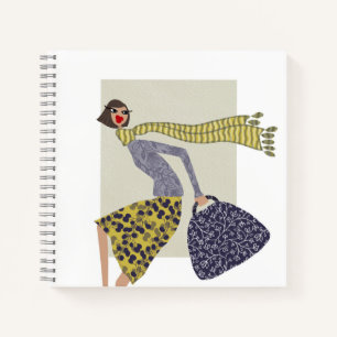 Miss Honey Winter Stijlvolle Vrouw Kunst Mode Notitieboek