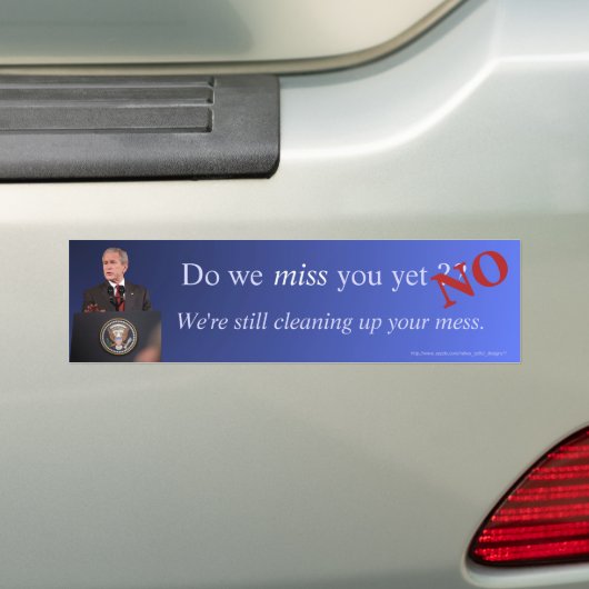 "Miss je al?" Bumpersticker. Bumpersticker (Op auto)