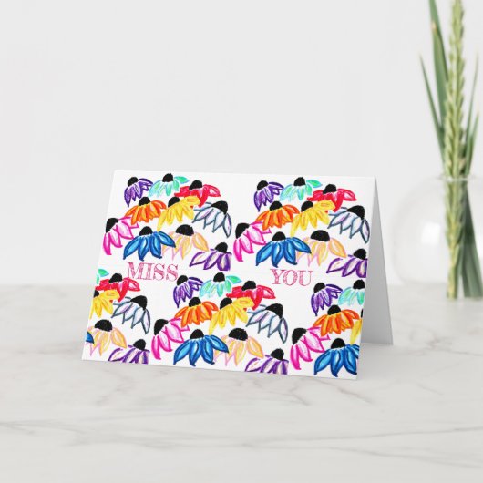 MISS JE op Echinacea Note Kaart<Blank Inside> Bedankkaart (Voorkant)