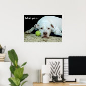 Miss je trieste puppy met speelgoed bal - schattig poster (Thuiskantoor)